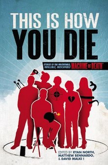 Book cover of THIS IS HOW YOU DIE, illustrated with several red human silhouettes being injured in various ways