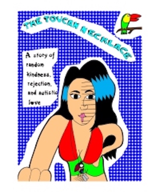Cover of the book THE TOUCAN NECKLACE. Illustrated by Aaron Poliwoda with an image of a woman wearing a necklace that has a toucan-shaped pendant.