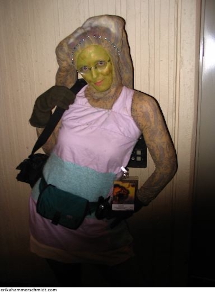 Me at Dragoncon 2005, in the homemade alien costume that I got talked out of wearing to my high school prom