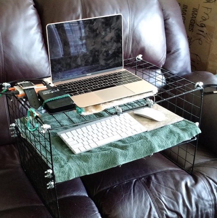 lap desk made of wire storage cubes 