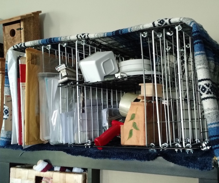  shelf made from wire storage cubes