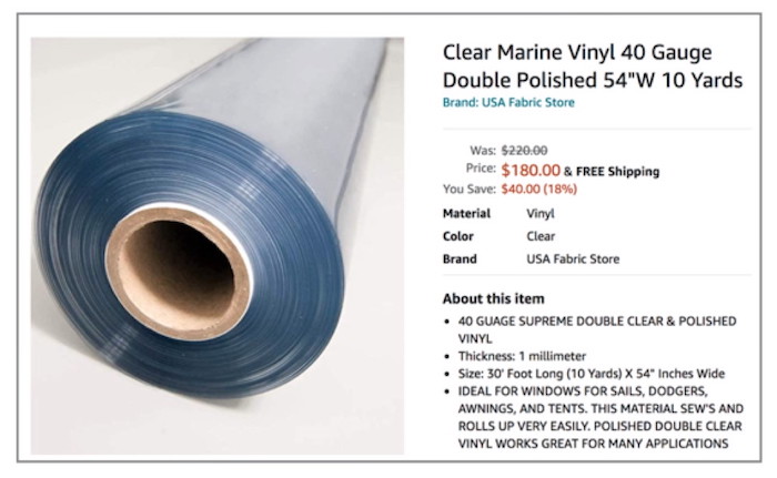 screenshot of the above-mentioned marine vinyl on Amazon